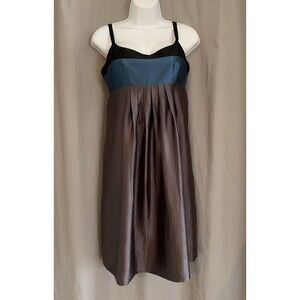 BCBG MAXAZRIA Color block Metallic Pleated Sleeveless Dress Pockets Size 6 NWT
